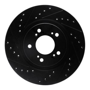 Acura NSX Brake Rotor (1) - Front Left - R1 Concepts - Drilled & Slotted - Black - `97-`05